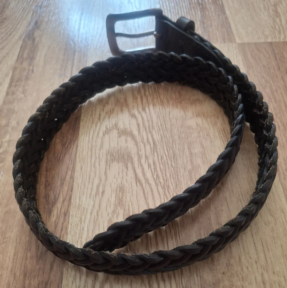Women's Genuine 100% Leather Vintage Braided Belt - Brown